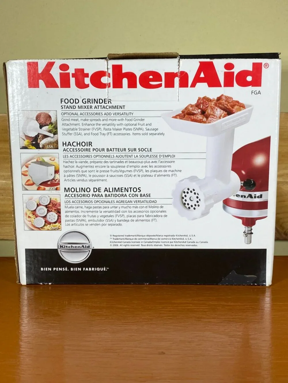 Kitchen Aid Food Grinder Attachment Stand Mixer w/Box & Instruction Manual